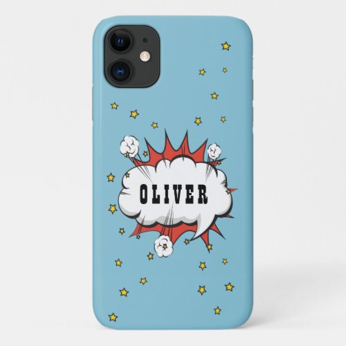 Superhero Comic Speech Bubble Boy Name iPhone 11 Case - Superhero Comic Speech Bubble Boy Name iPhone Case. Add your name. 