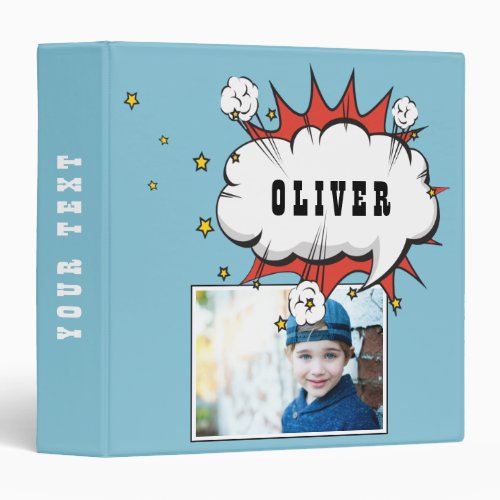 Superhero Comic Speech Bubble Boy Photo Album Mini 3 Ring Binder - Superhero Comic Speech Bubble Boy Photo Album binder. Add your name, photo and text on the spine. Fun superhero album for boy.