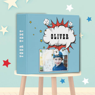 Superhero Comic Speech Bubble Boy Photo Album Mini 3 Ring Binder