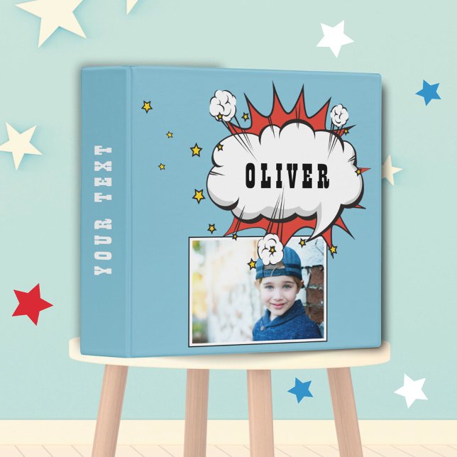 Superhero Comic Speech Bubble Boy Photo Album Mini 3 Ring Binder (Creator Uploaded)