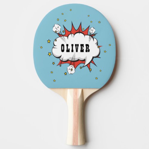 Superhero Comic Speech Bubble Name Ping Pong Paddle