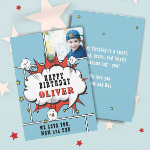 Superhero Comic Speech Bubble Photo Birthday Card