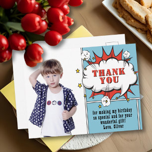Superhero Comic Speech Bubble Photo Birthday Thank Postcard