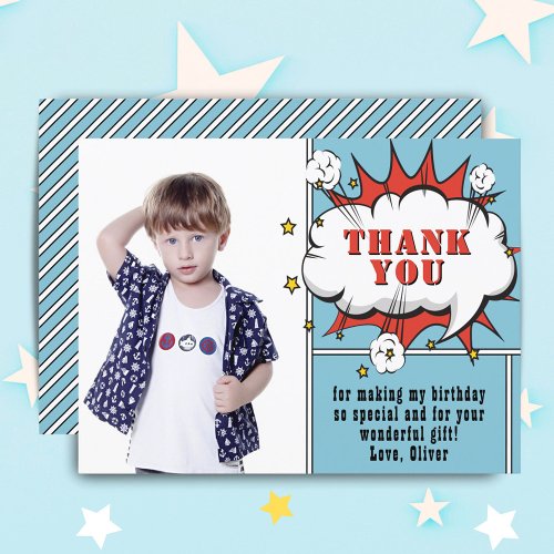 Superhero Comic Speech Bubble Photo Birthday Thank Postcard