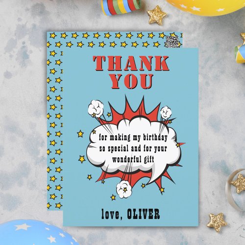 Superhero Comic Speech Cloud Birthday Thank you Postcard