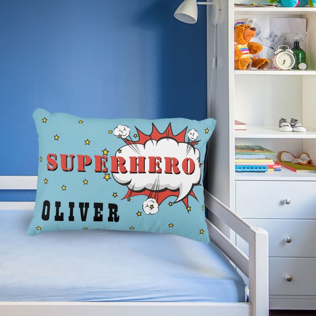 Superhero Comic Speech Cloud Boy Accent Pillow (Creator Uploaded)