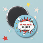 Superhero Comic Speech Cloud Boy Birthday Party  Magnet<br><div class="desc">Superhero Comic Speech Cloud Boy Birthday Party Magnet. Add your name. Fun super hero birthday magnet for boys.</div>