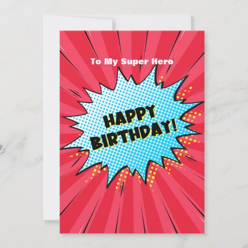 Superhero comic themed birthday  invitation