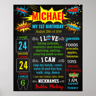 SuperHero Comics Super Hero Birthday board Poster
