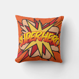 SUPERHERO Cool Modern Fun Comic Book Throw Pillow