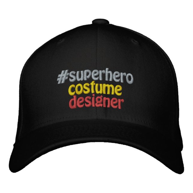 Superhero Costume Designer #hashtag Hashtag Embroidered Baseball Cap (Front)