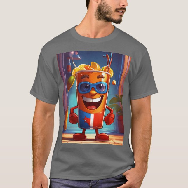 Superhero Cuba Libre Cocktail Character Cartoon T-Shirt (Front)