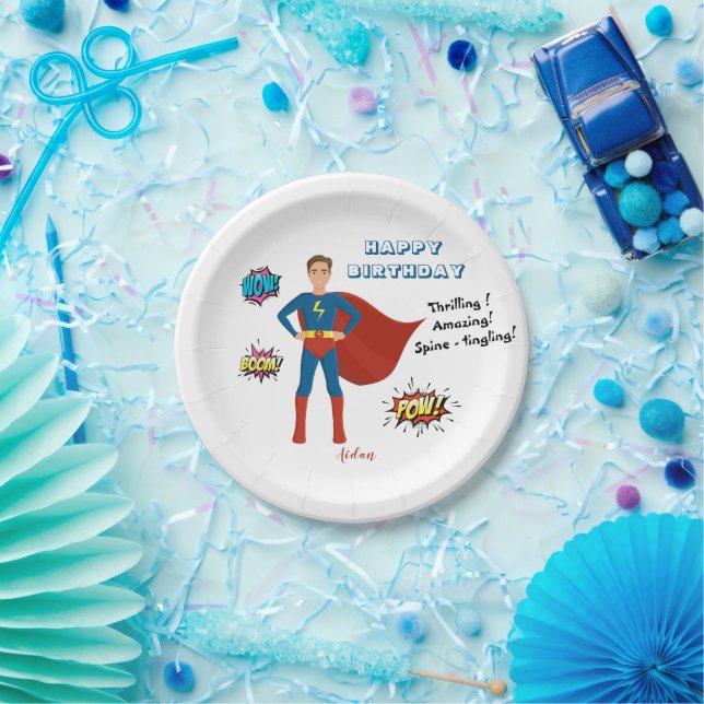 Superhero Custom Photo Birthday  Paper Plates (Party)