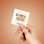 Superhero Cute Party Animals Kids Birthday Square Sticker<br><div class="desc">Our ”Superhero Cute Animals Birthday” collection features various superhero animals dressed in capes and masks with retro sayings pasted around them. Paired with cute typography this collection is perfect for your kids birthday. Check out our store for more matching items.</div>