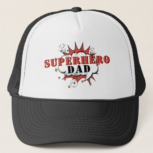 SuperHero Dad Comic Speech Bubble Fathers Day  Trucker Hat
