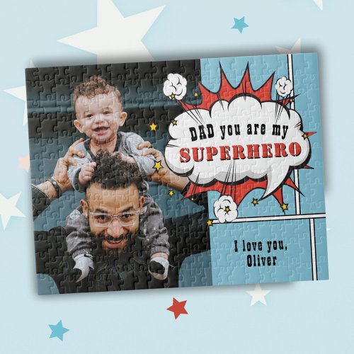 Superhero Dad Comic Speech Bubble Photo  Jigsaw Puzzle