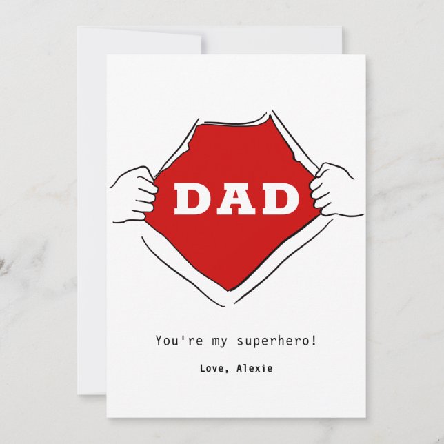 Superhero dad fathers cute red card (Front)