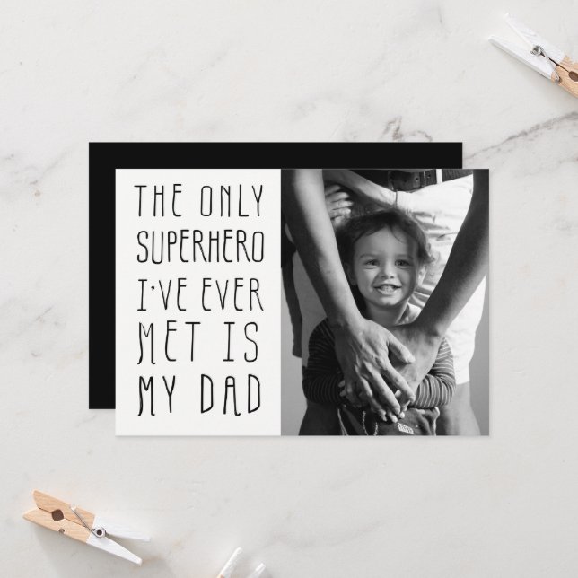 Superhero Dad Father's Day Photo Card (Front/Back In Situ)