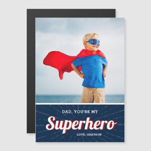 Superhero Dad Fathers Day Photo Card Magnet