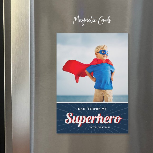Superhero Dad Father's Day Photo Card Magnet (Creator Uploaded)