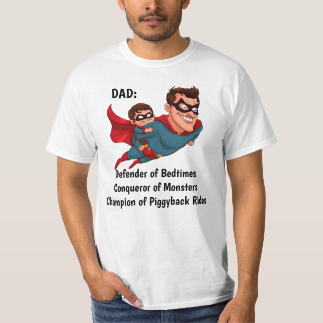Superhero Dad Personalized White T-Shirt (Front)