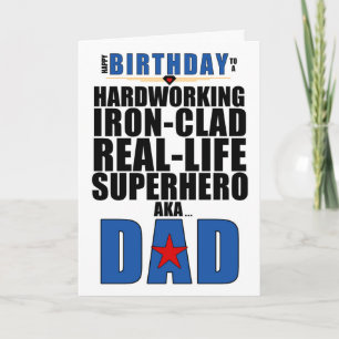 Superhero Dad Typography Comic Book Birthday Card
