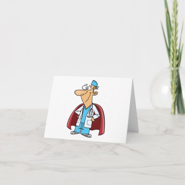 Superhero Doctor Letterpress Thank You Card (Front)