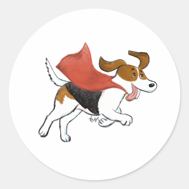 Superhero Dog Classic Round Sticker (Front)