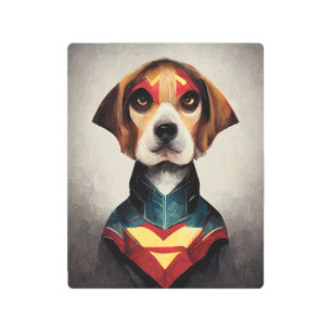 Superhero Dog Portrait Beagle Metal Print