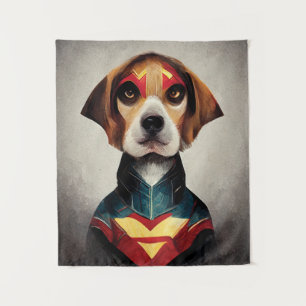 Superhero Dog Portrait Beagle Tapestry