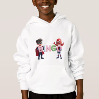 Superhero Duo Spells "BINGO" - Playful 3D Hoodie