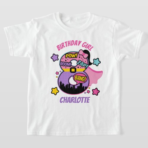Superhero Eight Birthday Girl 8th Super Girl T_Shirt