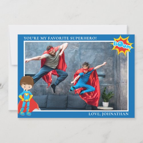 Superhero Fathers Day Personalized Photo  Holiday Card