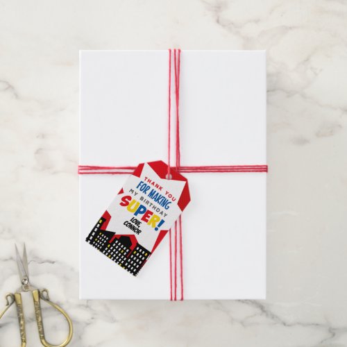 Superhero Favor Tags Red Gift Tags