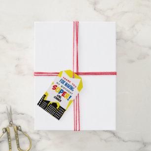 Superhero Favor Tags, Yellow Gift Tags