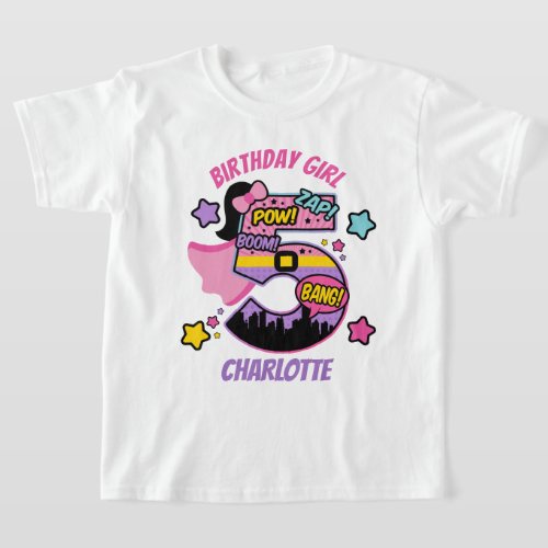 Superhero Fifth Birthday Girl 5th Super Girl T_Shirt