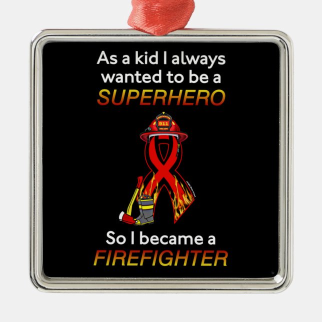 SUPERHERO...Firefighter Metal Ornament (Front)