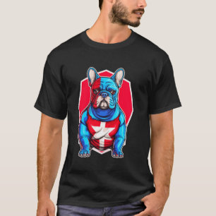 Superhero French Bulldog Red Cape Super Hero Dog T-Shirt