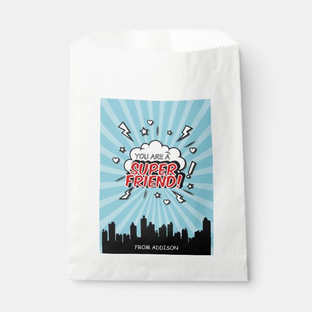Superhero Friend Comic Valentine Favor Bag (Front)