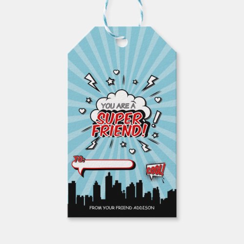 Superhero Friend Comic Valentine Gift Tag