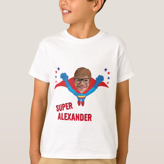 Superhero Fun Birthday Flying Boy Tremendous Gift T-Shirt (Front)