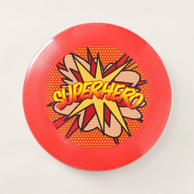 SUPERHERO Fun Retro Comic Book Pop Art Wham-O Frisbee (Front)