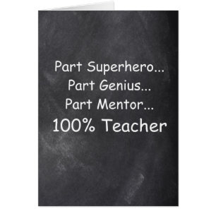 Superhero Genius Mentor Teacher Chalkboard Gift Cards