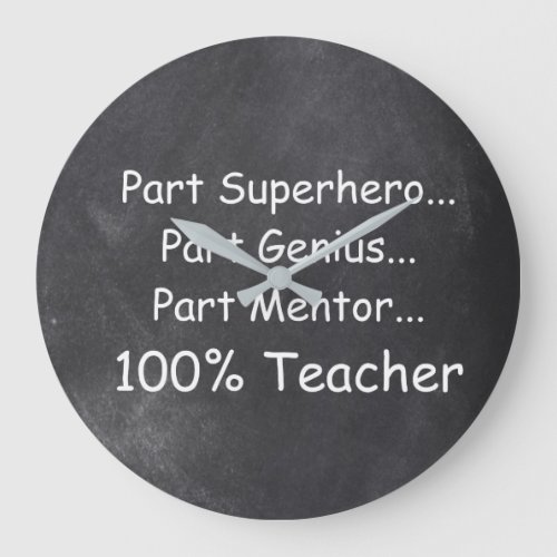 Superhero Genius Mentor Teacher Chalkboard Gift Large Clock