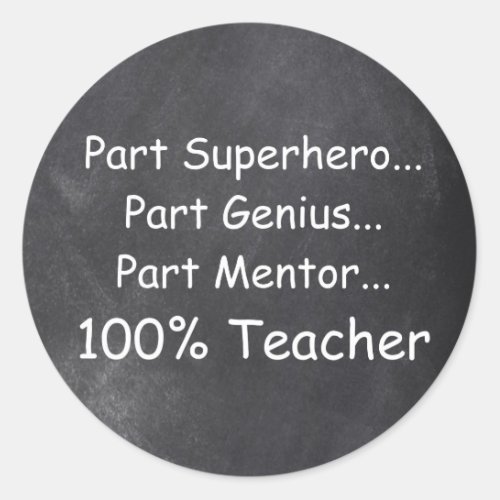 Superhero Genius Mentor Teacher Gift Idea Classic Round Sticker