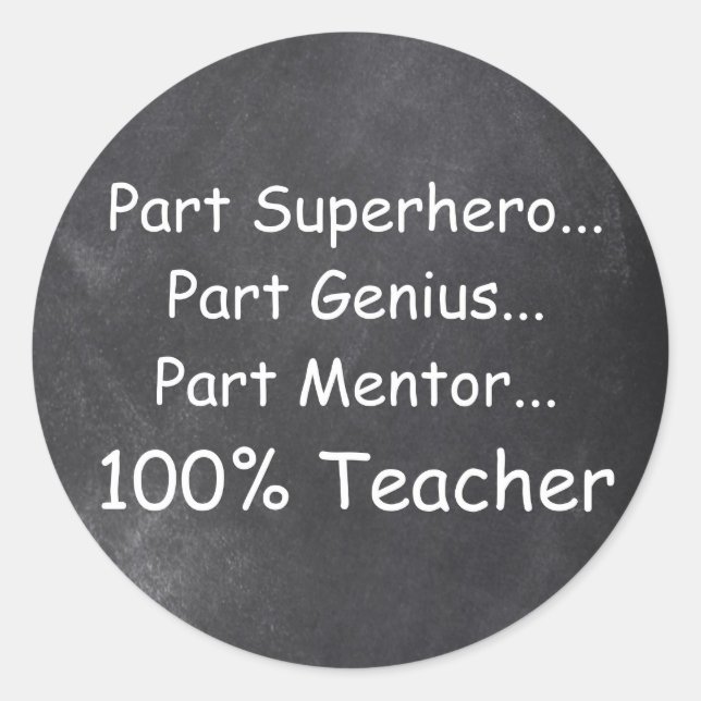 Superhero Genius Mentor Teacher Gift Idea Classic Round Sticker (Front)