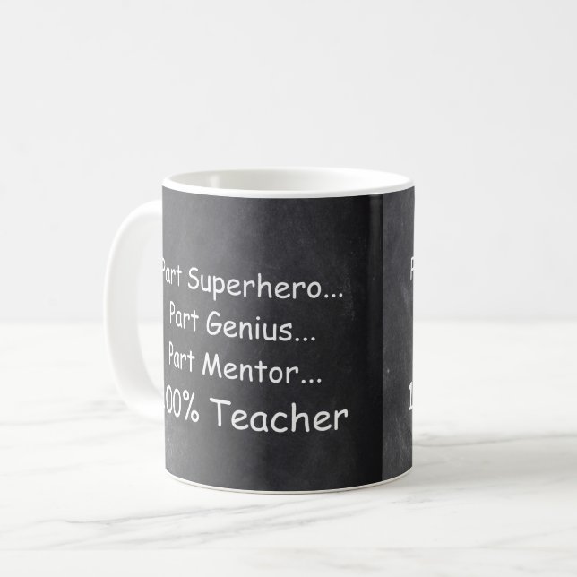 Superhero Genius Mentor Teacher Gift Idea Coffee Mug (Front Left)