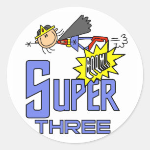 Superhero Girl 3rd Birthday Tshirts and Gifts Classic Round Sticker