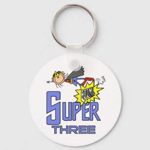 Superhero Girl 3rd Birthday Tshirts and Gifts Keychain
