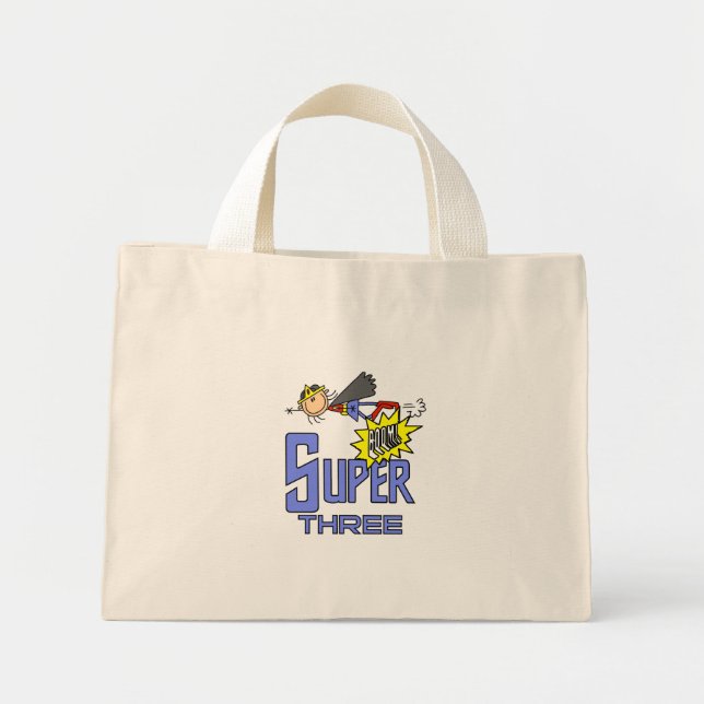Superhero Girl 3rd Birthday Tshirts and Gifts Mini Tote Bag (Front)